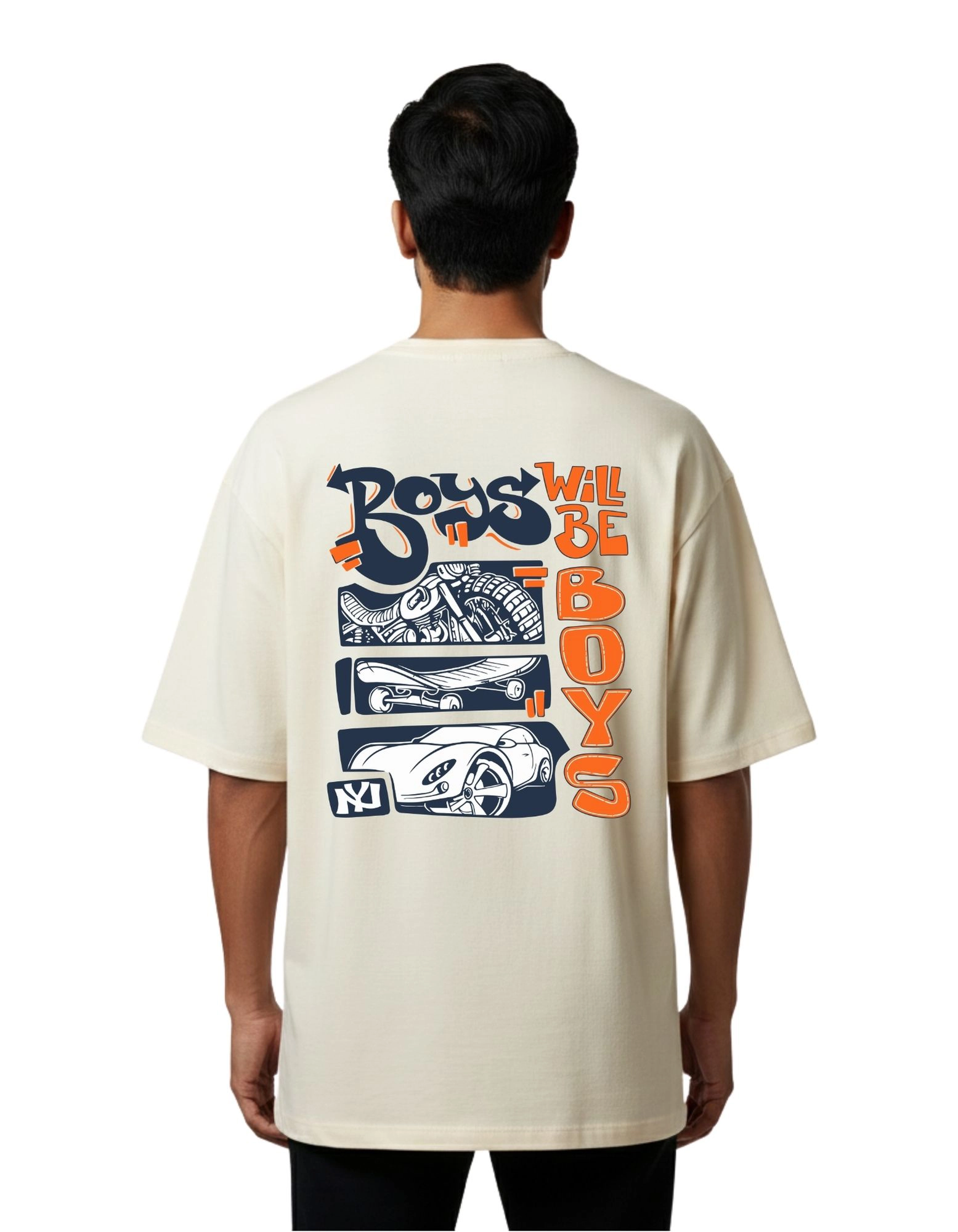 Boys Will Be Boys Oversized Cotton French Terry T-Shirt 240 GSM Beige