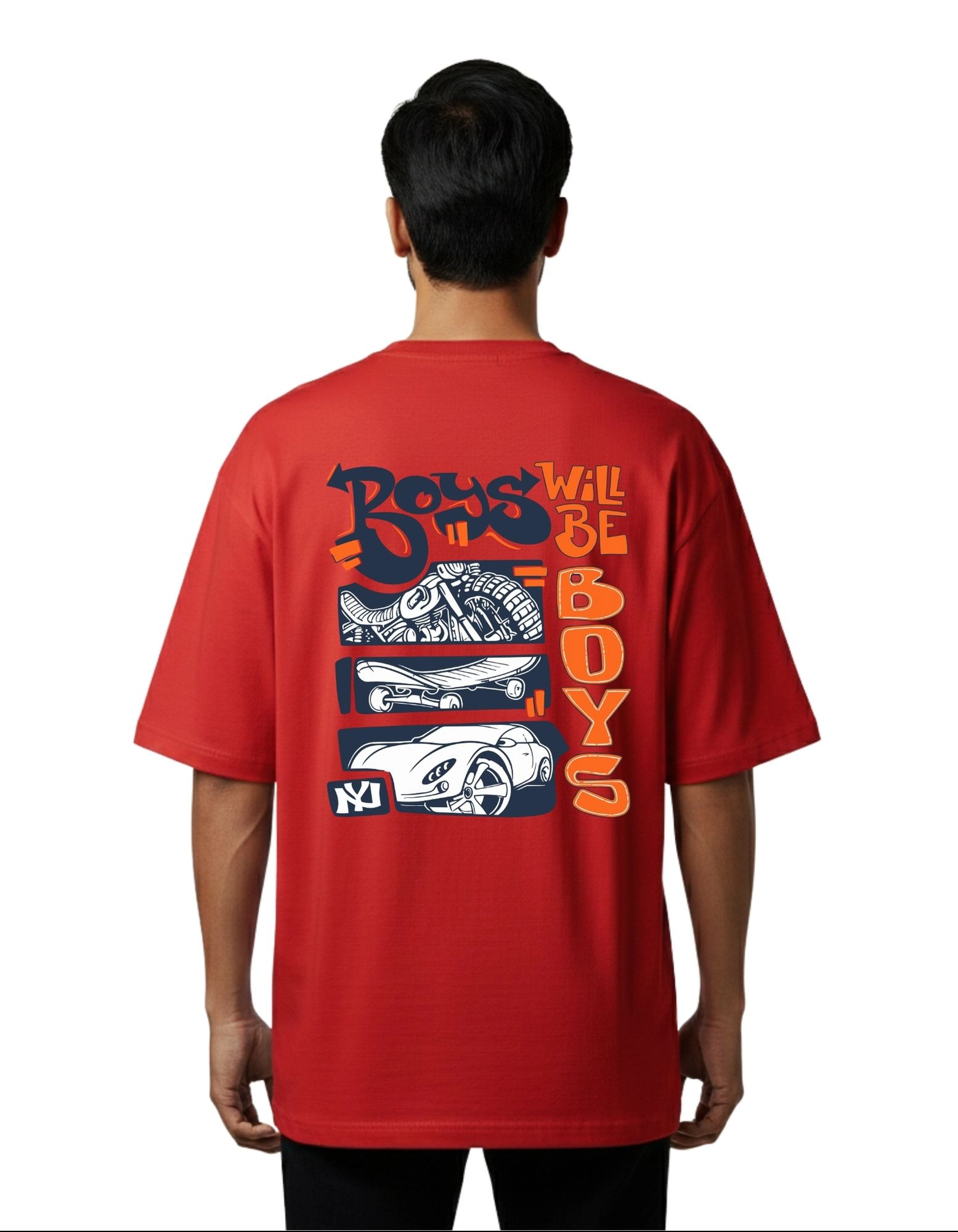 Boys Will Be Boys Oversized Cotton French Terry T-Shirt 240 GSM Red