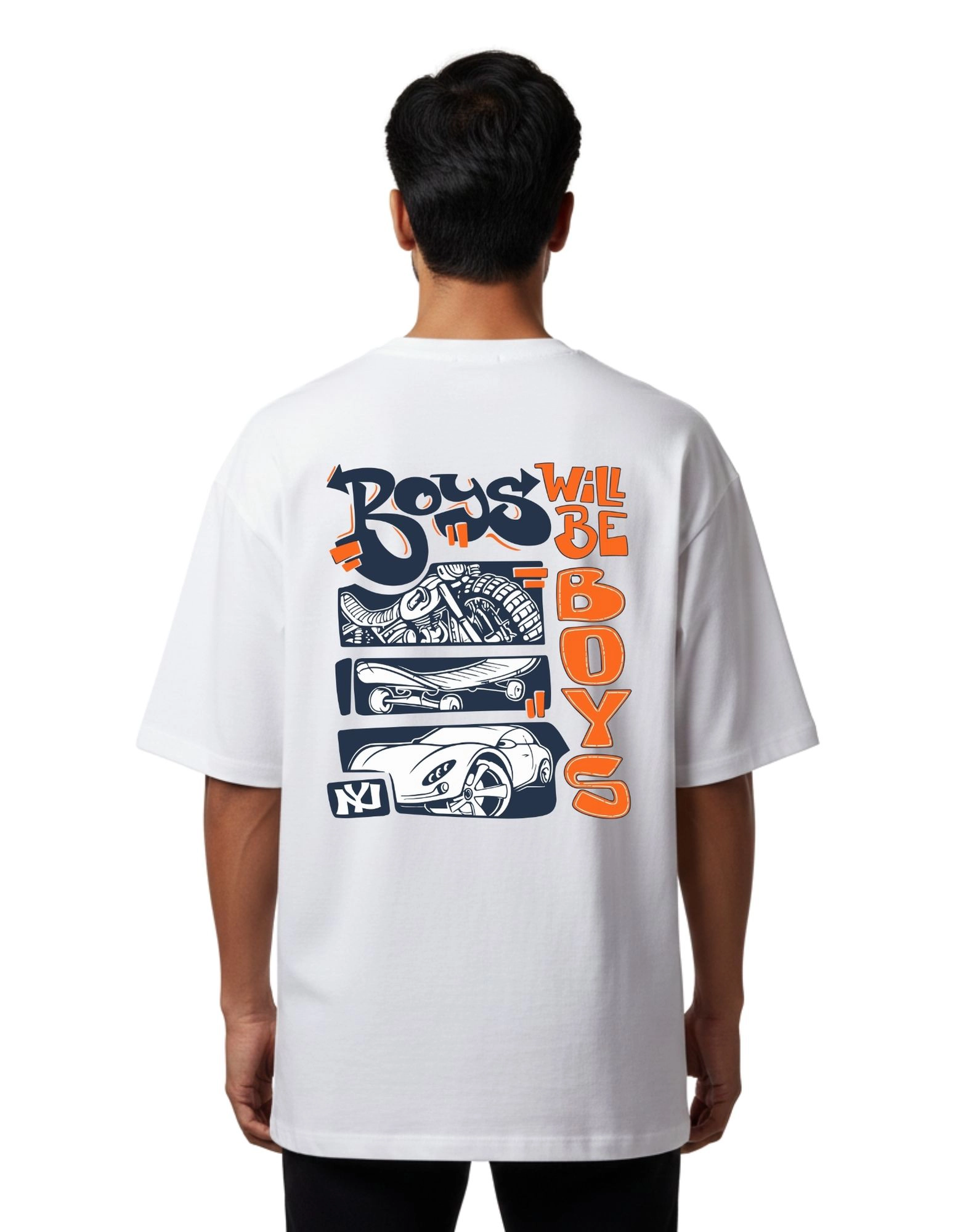 Boys Will Be Boys Oversized Cotton French Terry T-Shirt 240 GSM White