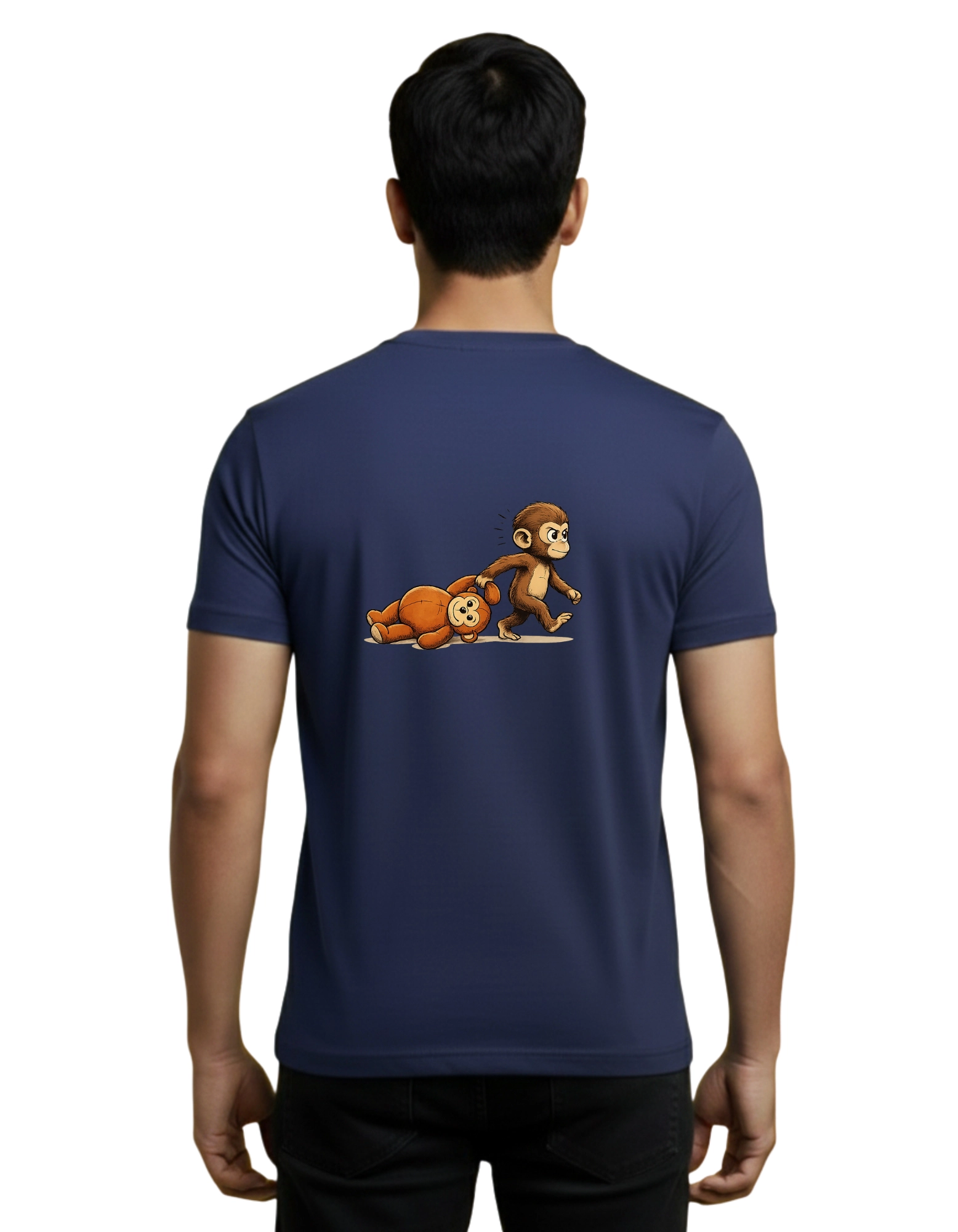 Brave Monkey Cotton Round Neck T-Shirt 180 GSM Navy Blue