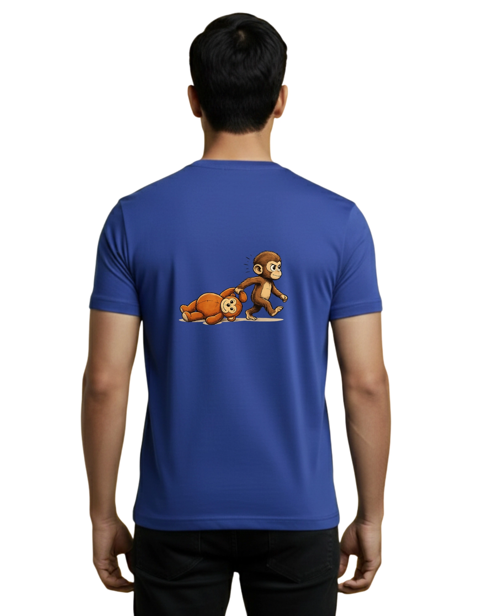 Brave Monkey Cotton Round Neck T-Shirt 180 GSM Royal Blue