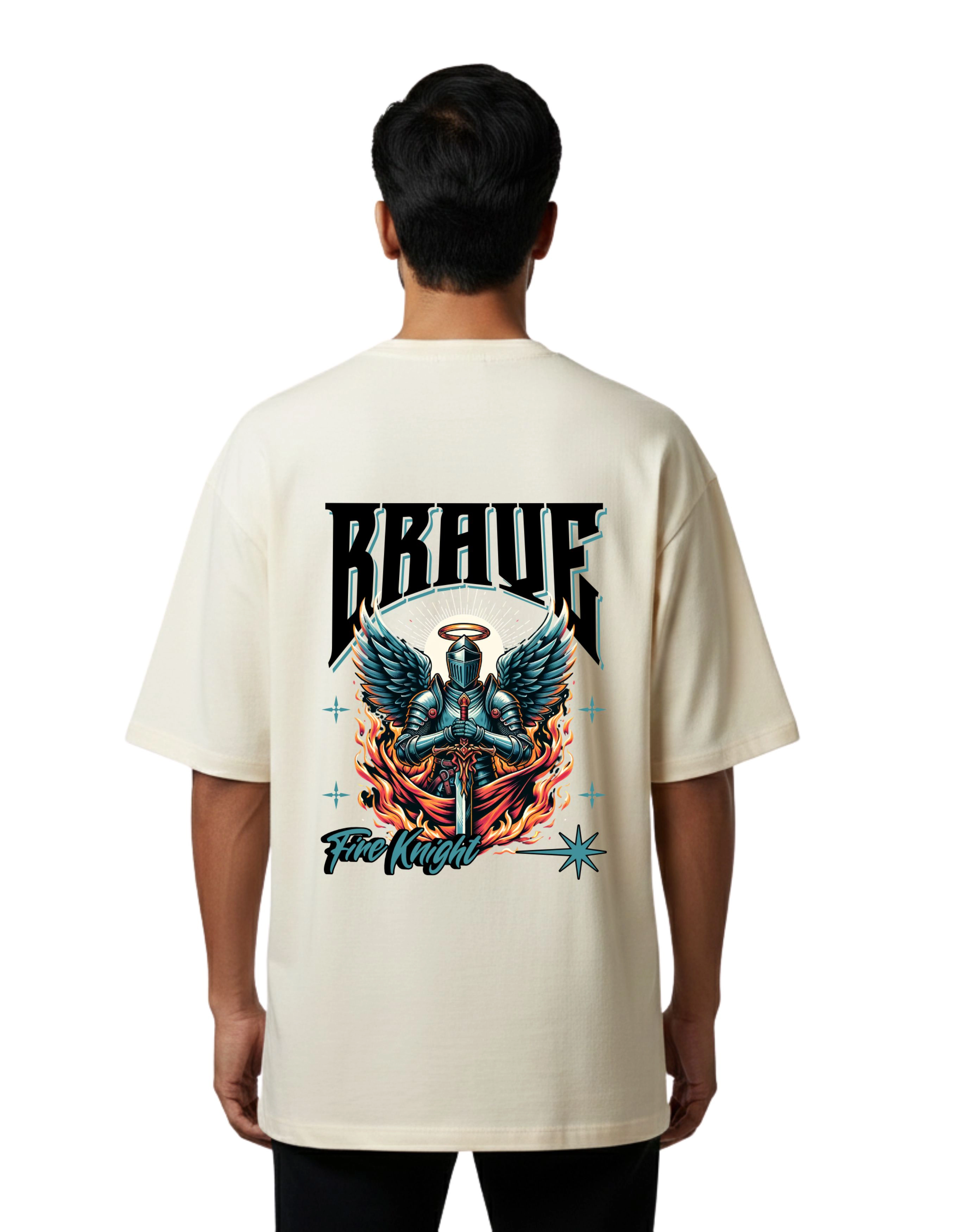 Brave Oversize Cotton French Terry T-Shirt 240 GSM Beige