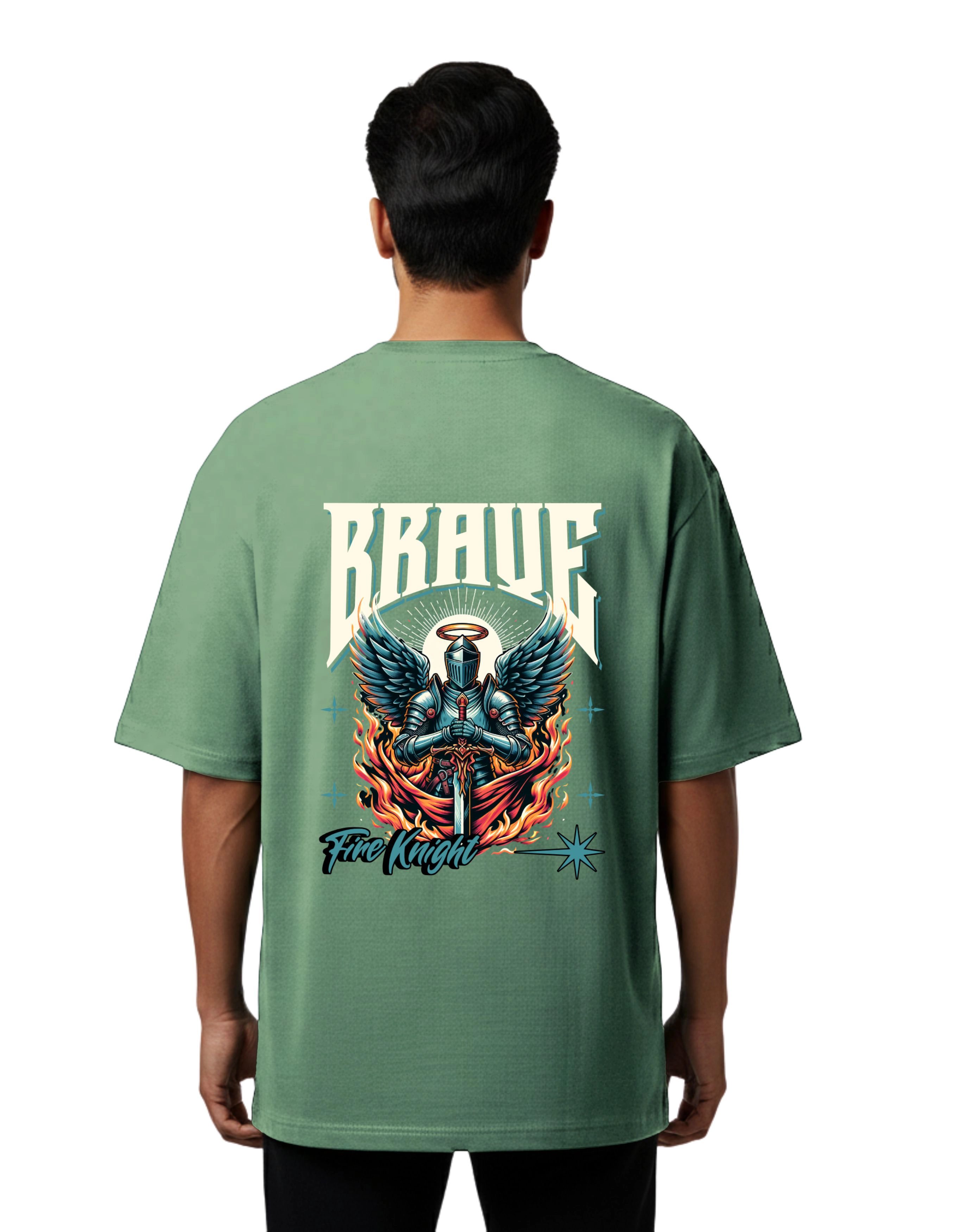 Brave Oversize Cotton French Terry T-Shirt 240 GSM D Green