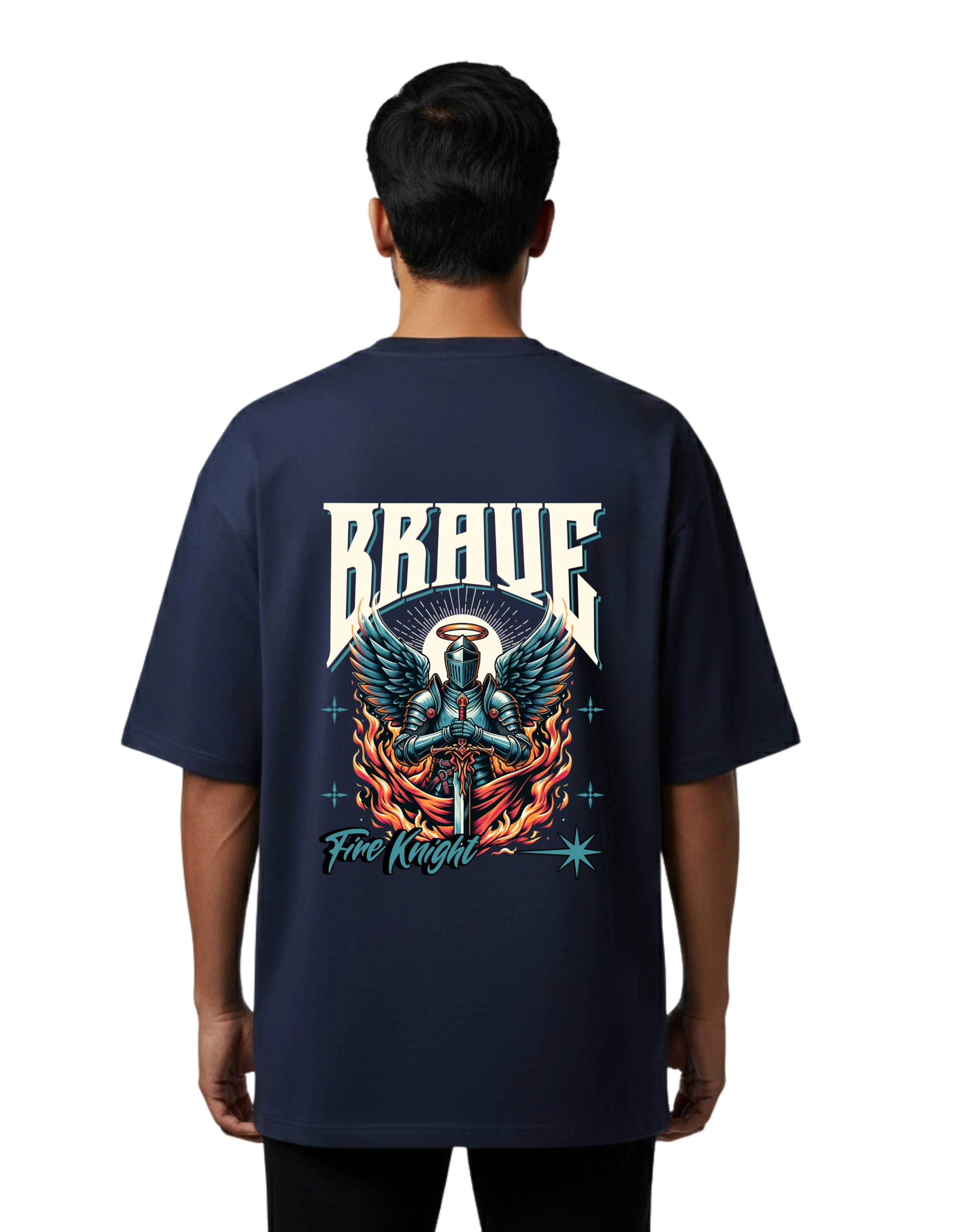 Brave Oversize Cotton French Terry T-Shirt 240 GSM Navy Blue