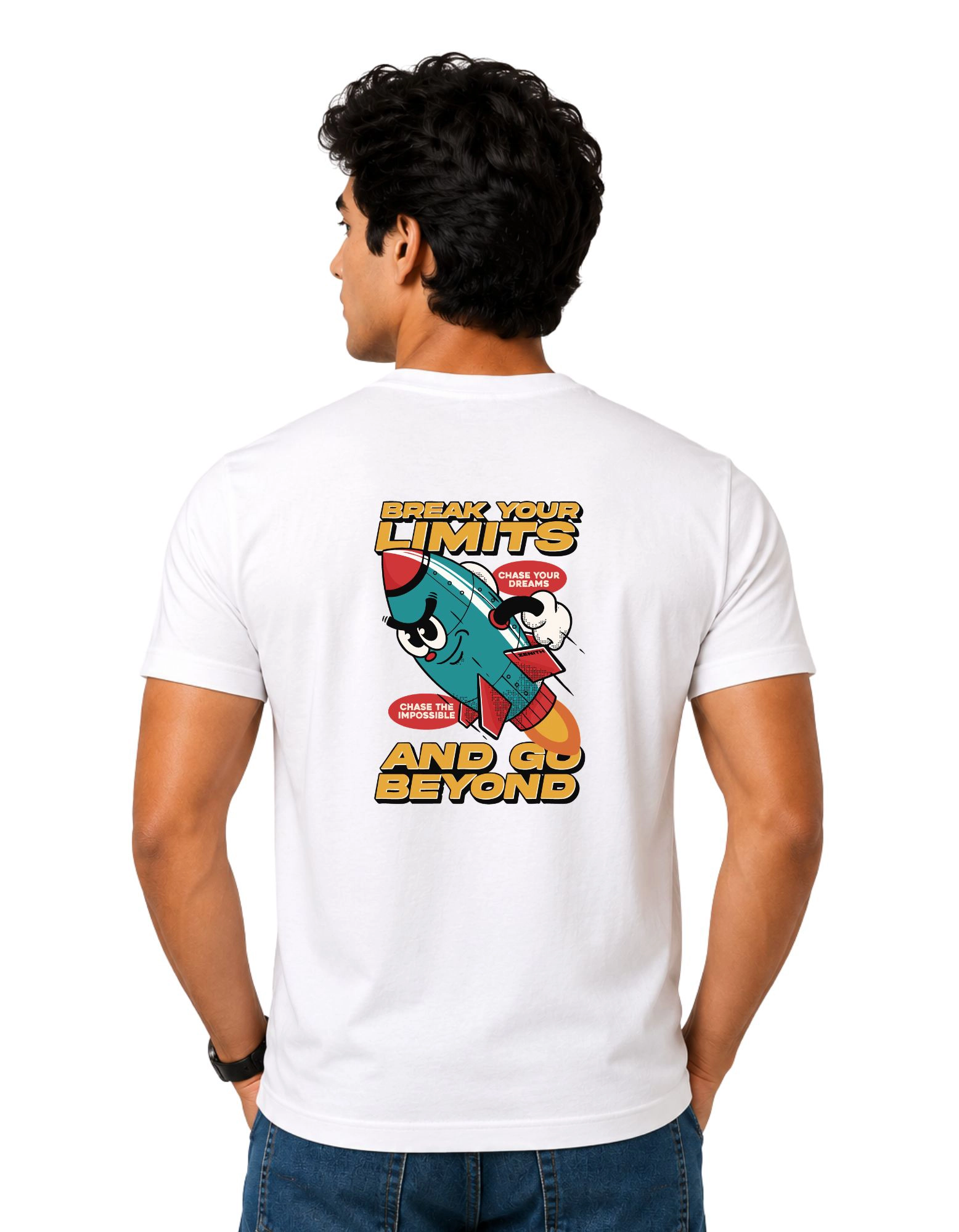 Break Your Limits Cotton Round Neck T-Shirt 180 GSM White