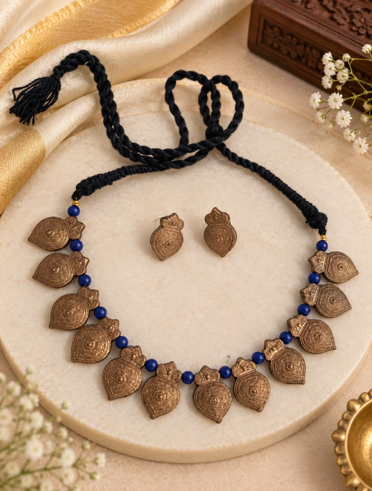Bronze Blue Bhoomi Neela Terracotta Jewellery Set