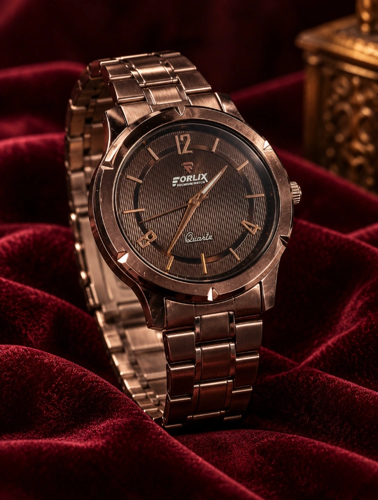 Bronze Round Face Stainless Steel Watch