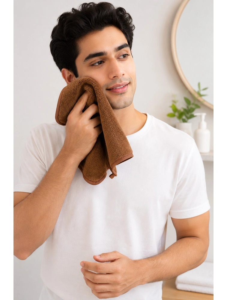 Brown  Habitude Microfiber Premium Face Towel