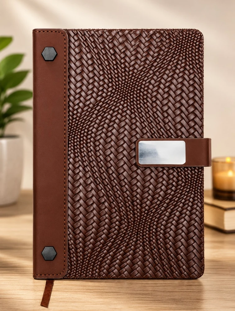 Brown Textured Dairy with Rectangle Metal Closure Dairy