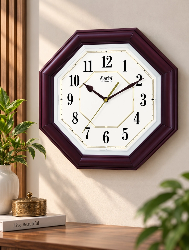 Brown Ajanta OctaAura Wall Clock 4057