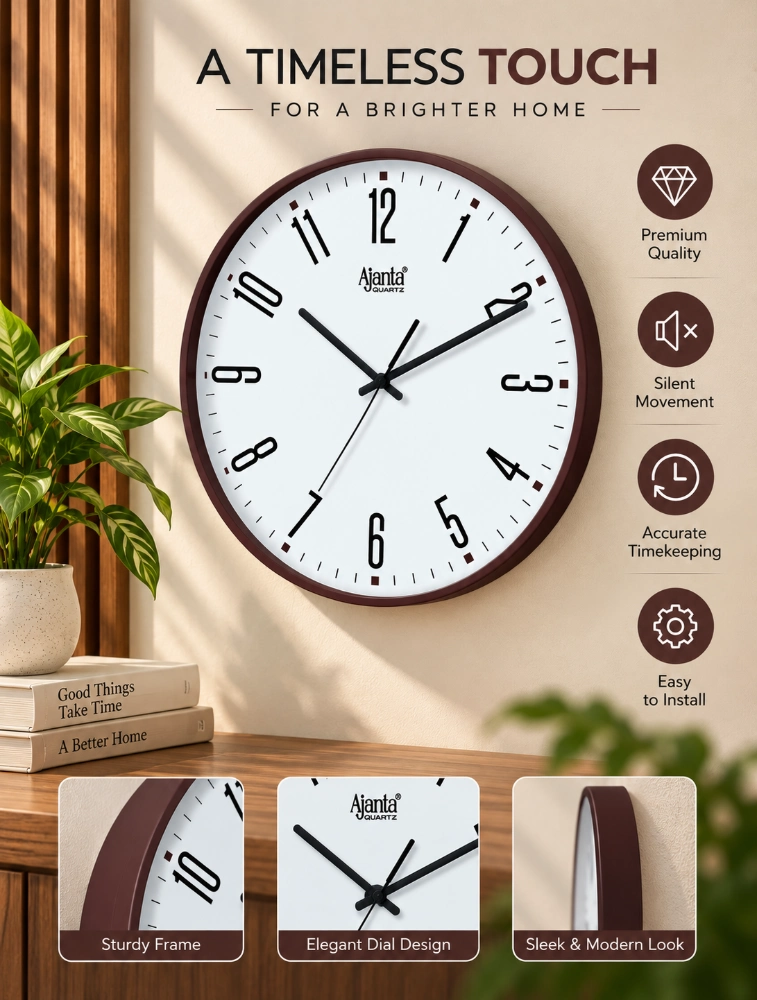 Brown Ajanta Round Opulence Wall Clock 9067