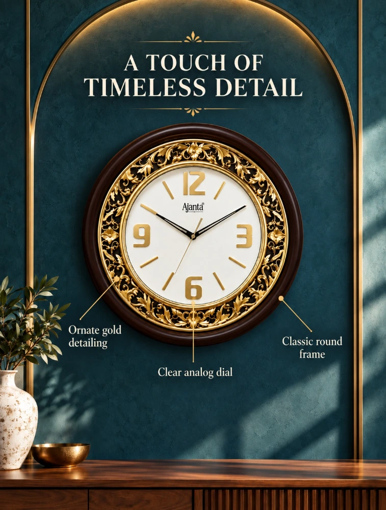 Brown Ajanta Timeless Arc Round Wall Clock 2877
