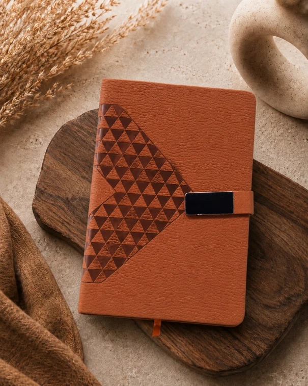 Brown Diamond Texture Magnetic Diary