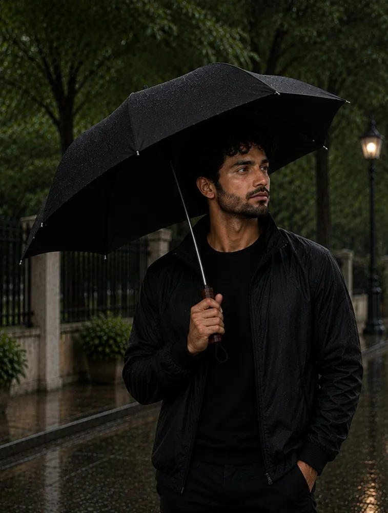Brown Holder Noir Grip Compact Umbrella