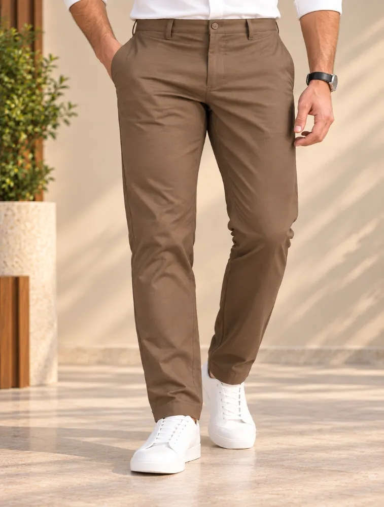 Brown Mens Classic Fit Chino