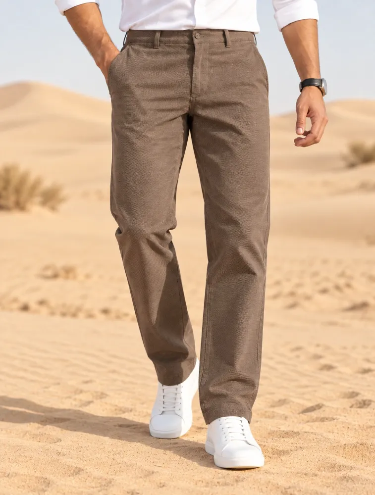 Brown Mens Modern Casual Trouser