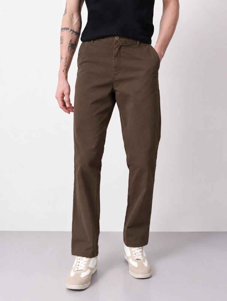Brown Mens Slim Fit Chino