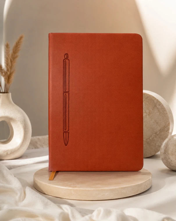 Brown Premium Solid Cover Magnetic Pen Diary