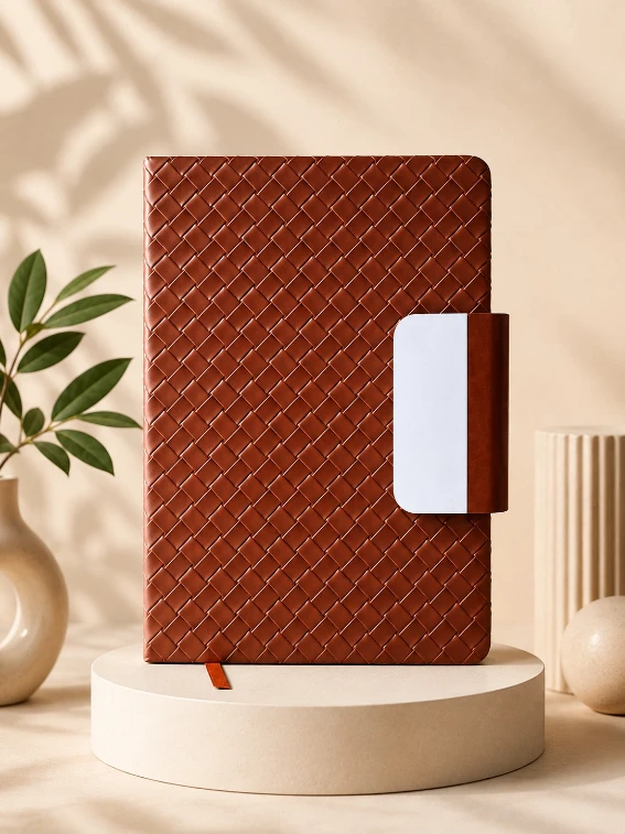 Brown Premium Textured Magnetic Closure Diary