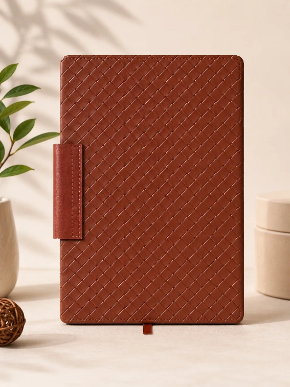 Brown Premium Textured Magnetic Closure Diary — bulk from ₹321