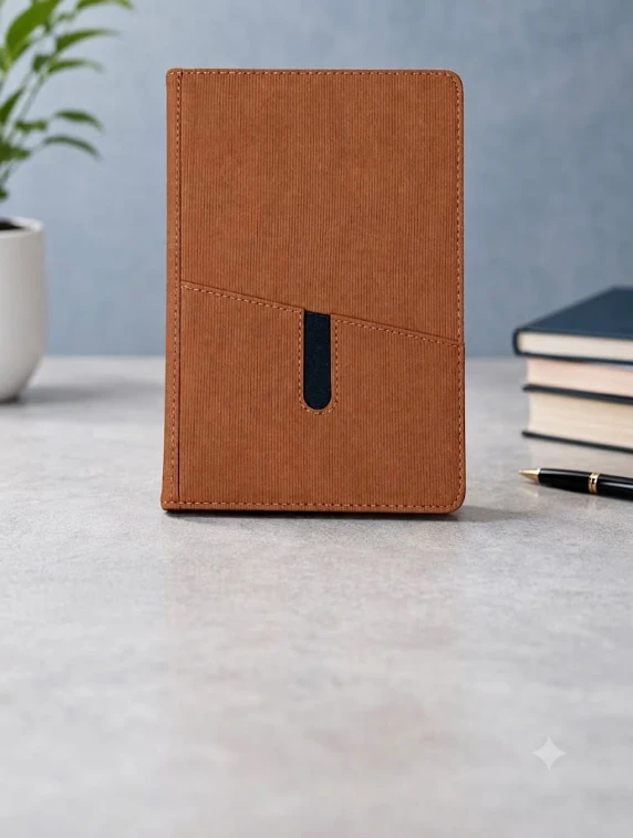 Brown Premium Textured Single Line Diary