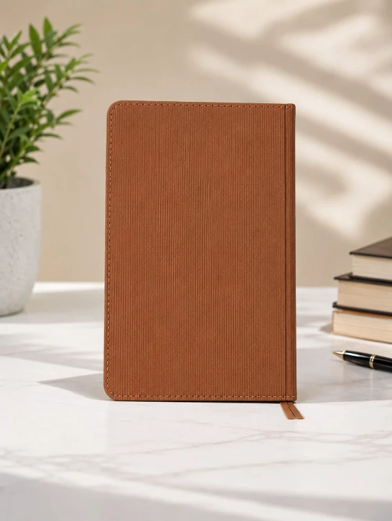 Brown Premium Textured Single Line Diary