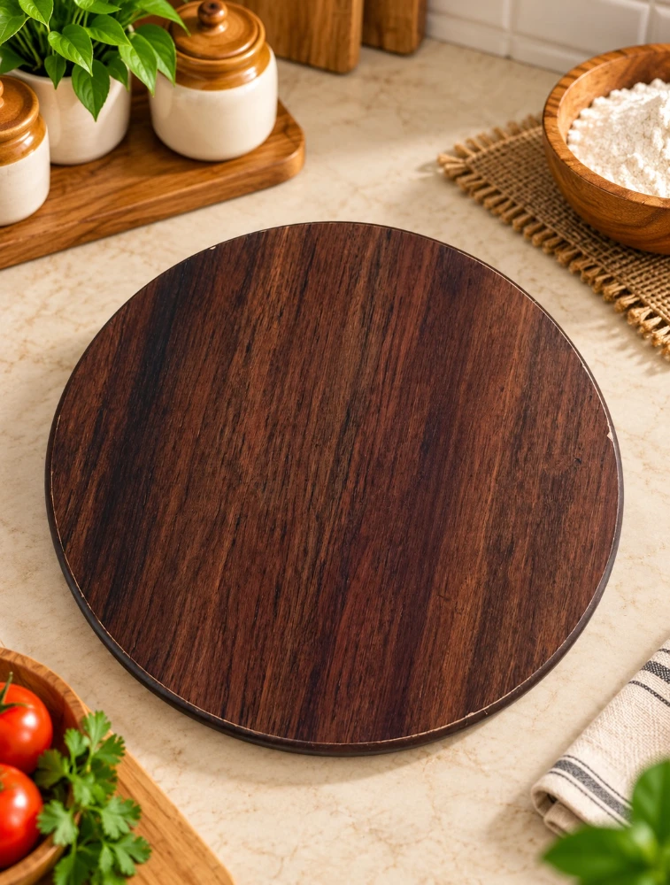 Brown Traditional Wooden Chakla Belan Large 12 Inches Rolling Board  