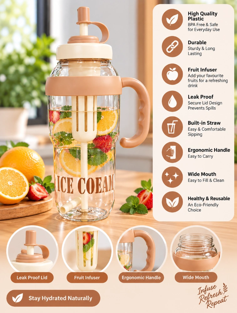 Brown Transparent Fruit Infuser Water Bottle