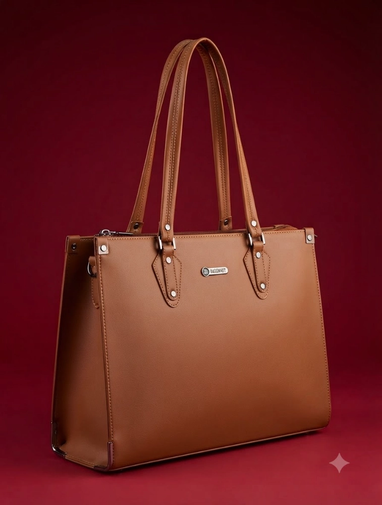 Brown Womens Elegant PU Tote Handbag