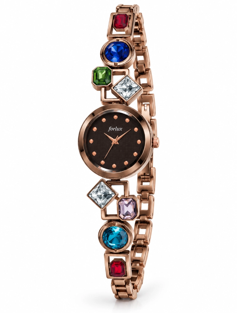 Brown Womens Gemstone Bracelet Watch