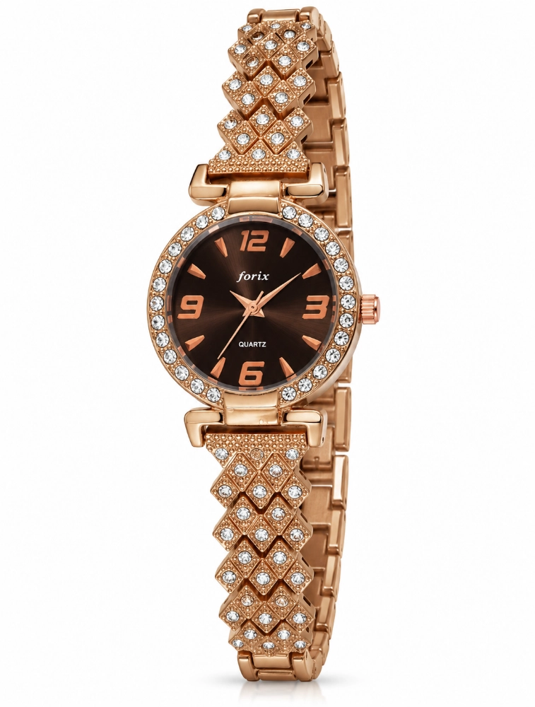 Brown Womens Luxury Crystal Bracelet Watch