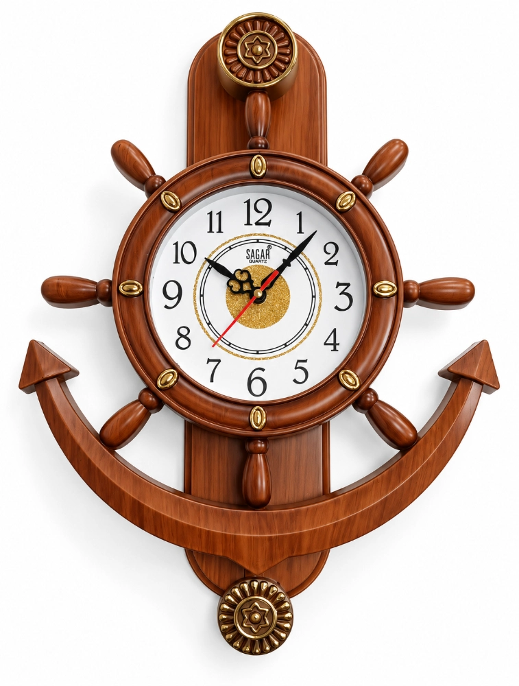 Brown Wood Royal Anchor Wall Clock