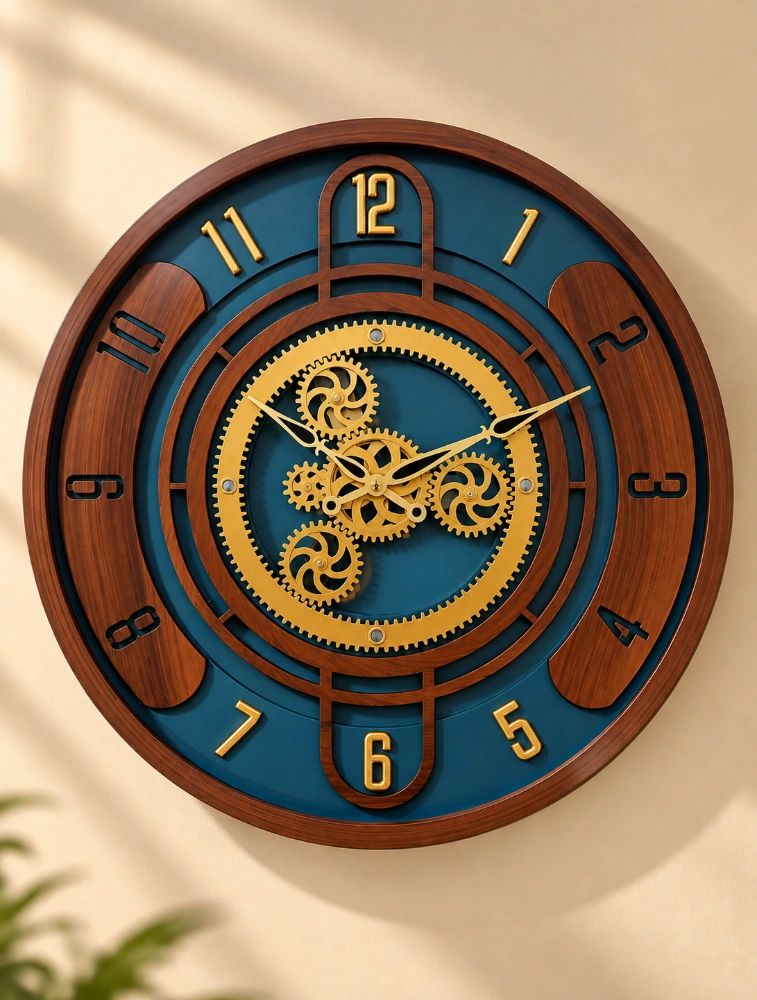 Brown Wood SKYZZER Quartz Gear Premium Wall Clock S 1818