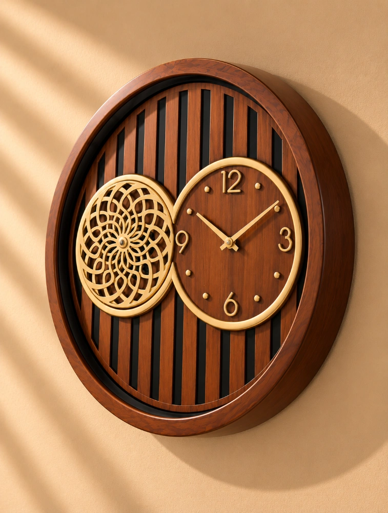 Brown Wood SKYZZER Quartz Gear Premium Wall Clock S018
