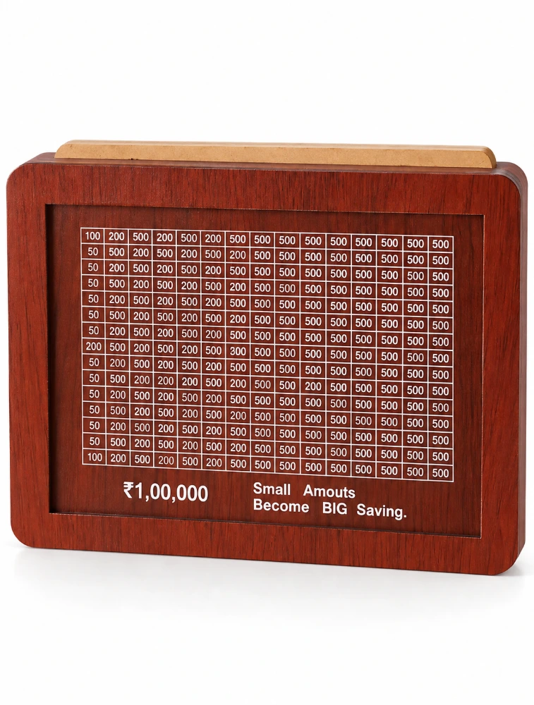Brown Wooden 1 Lakh Money Saving Box