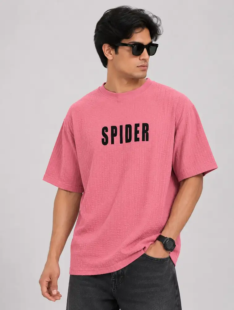 Bubblegum Pink Mens Down Shoulder Tshirt