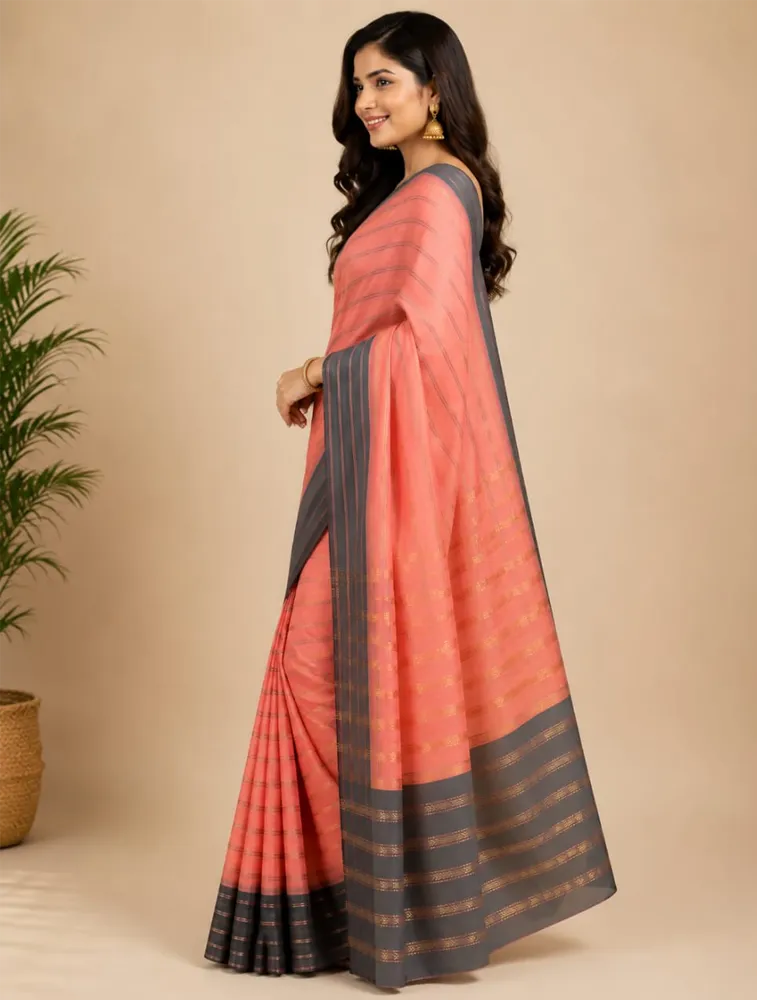 Bubblegum Pink Womens Printed Luxury Kanchi Soft Silk