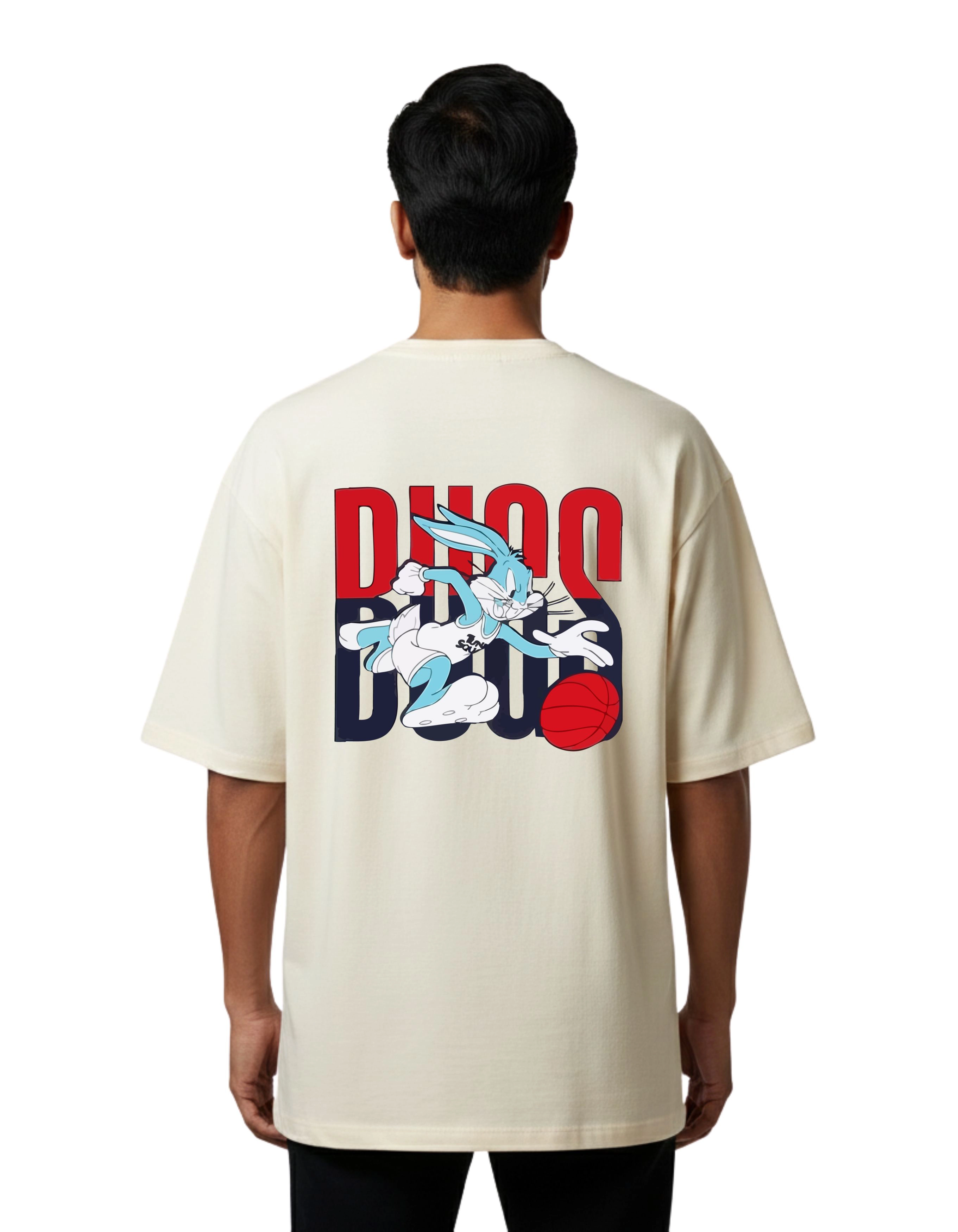 Bugs Basketball Graphic Oversize Cotton French Terry T-Shirt 240 GSM Beige