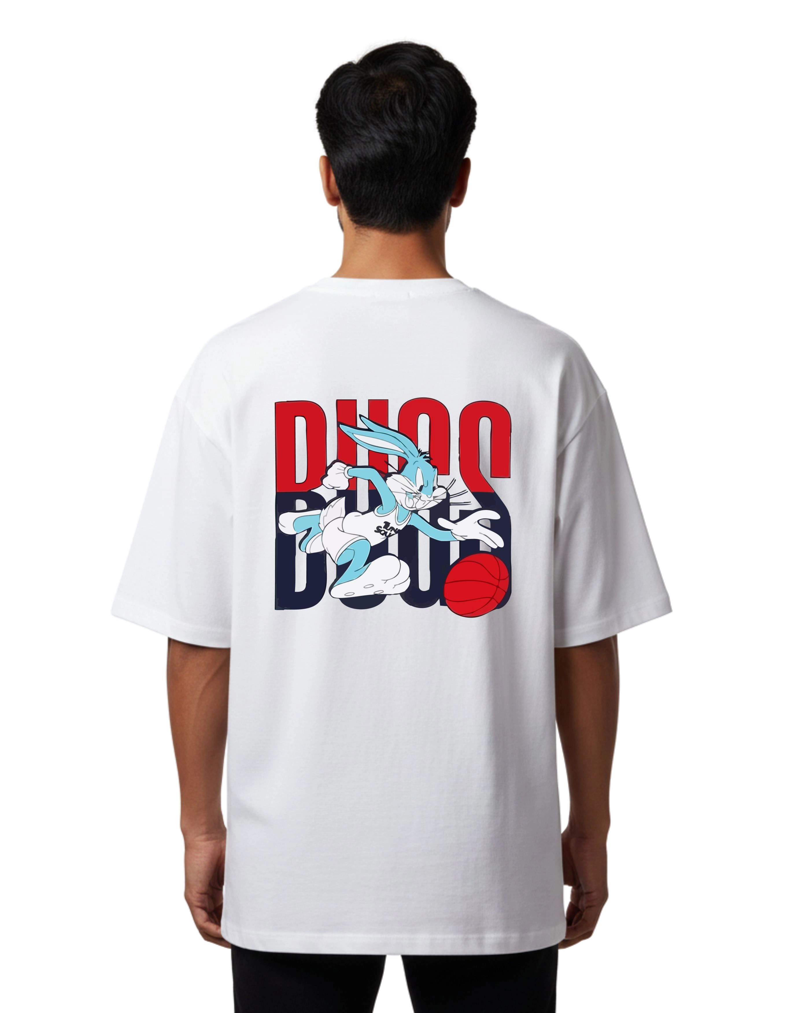 Bugs Basketball Graphic Oversize Cotton French Terry T-Shirt 240 GSM White