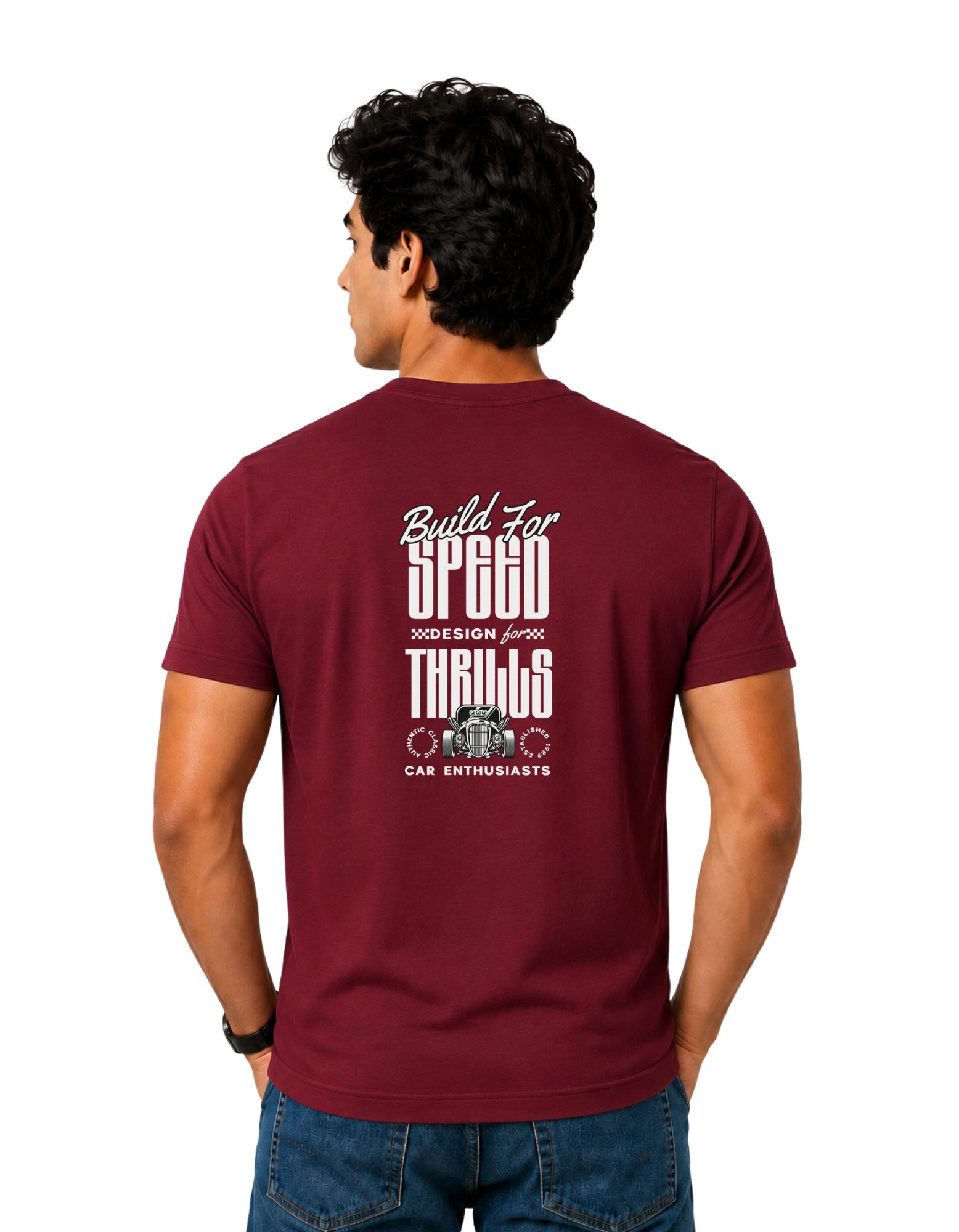 Build For Speed Cotton Round Neck T-Shirt 180 GSM Maroon