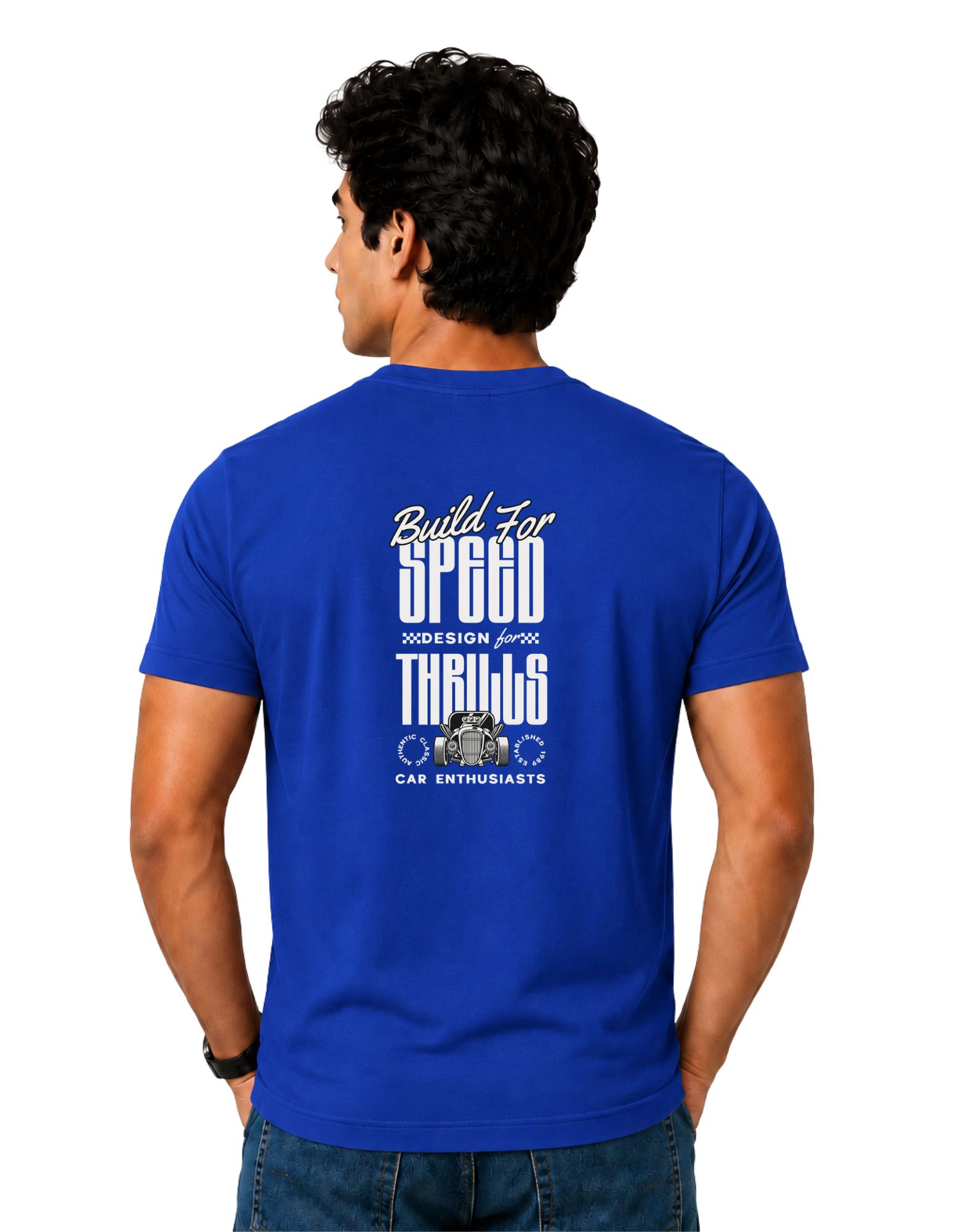 Build For Speed Cotton Round Neck T-Shirt 180 GSM Royal Blue