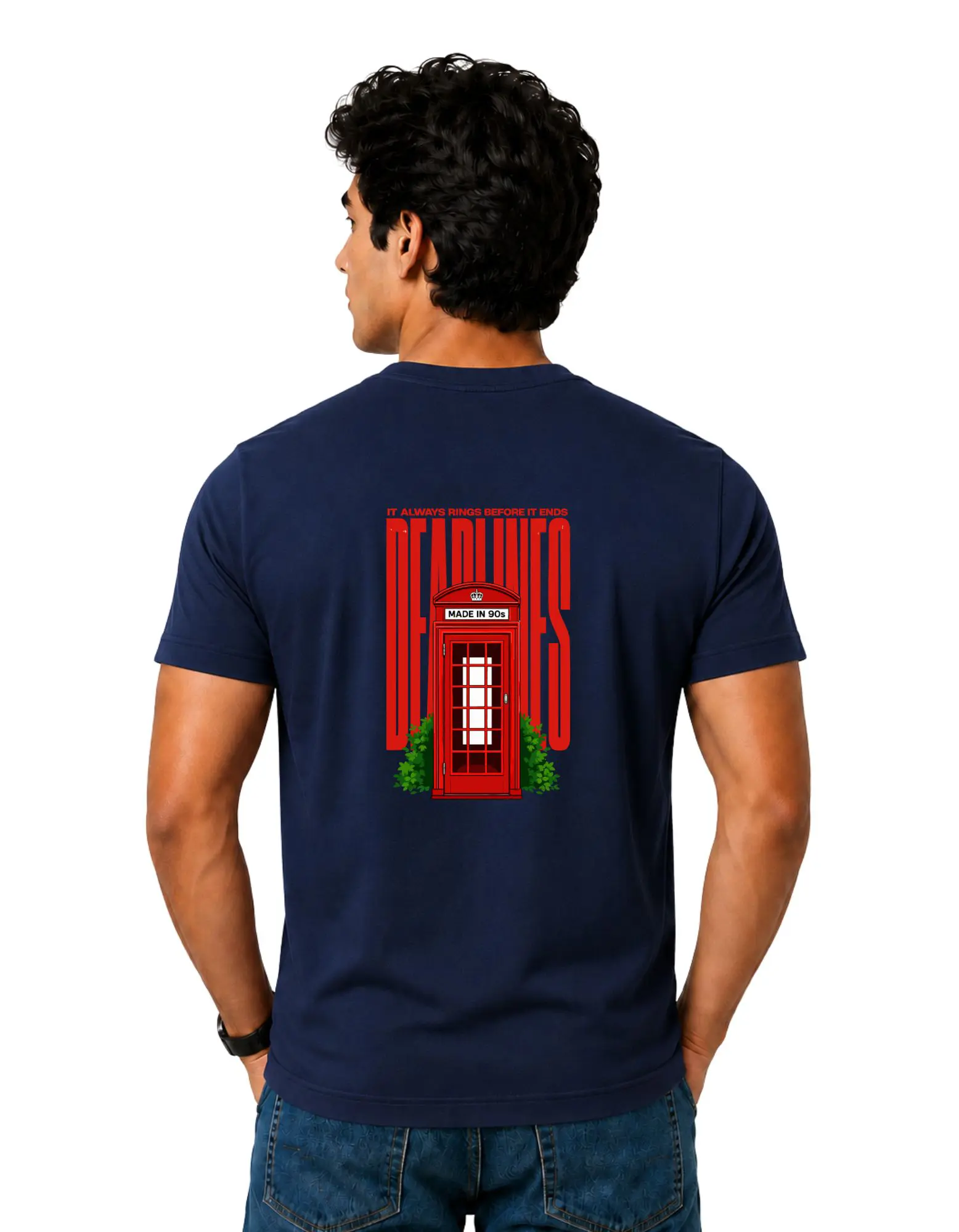 Call Me Later Cotton Round Neck T-Shirt 180 GSM Navy Blue