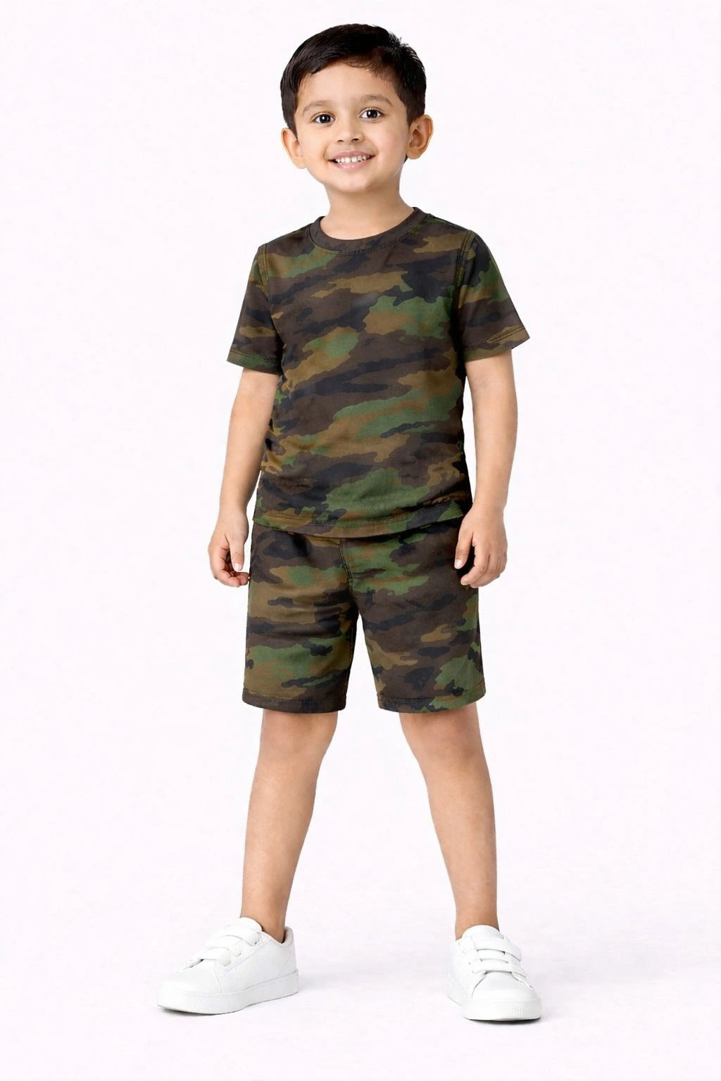 Camouflage Boys Half Sleeve Printed Co ord Sets