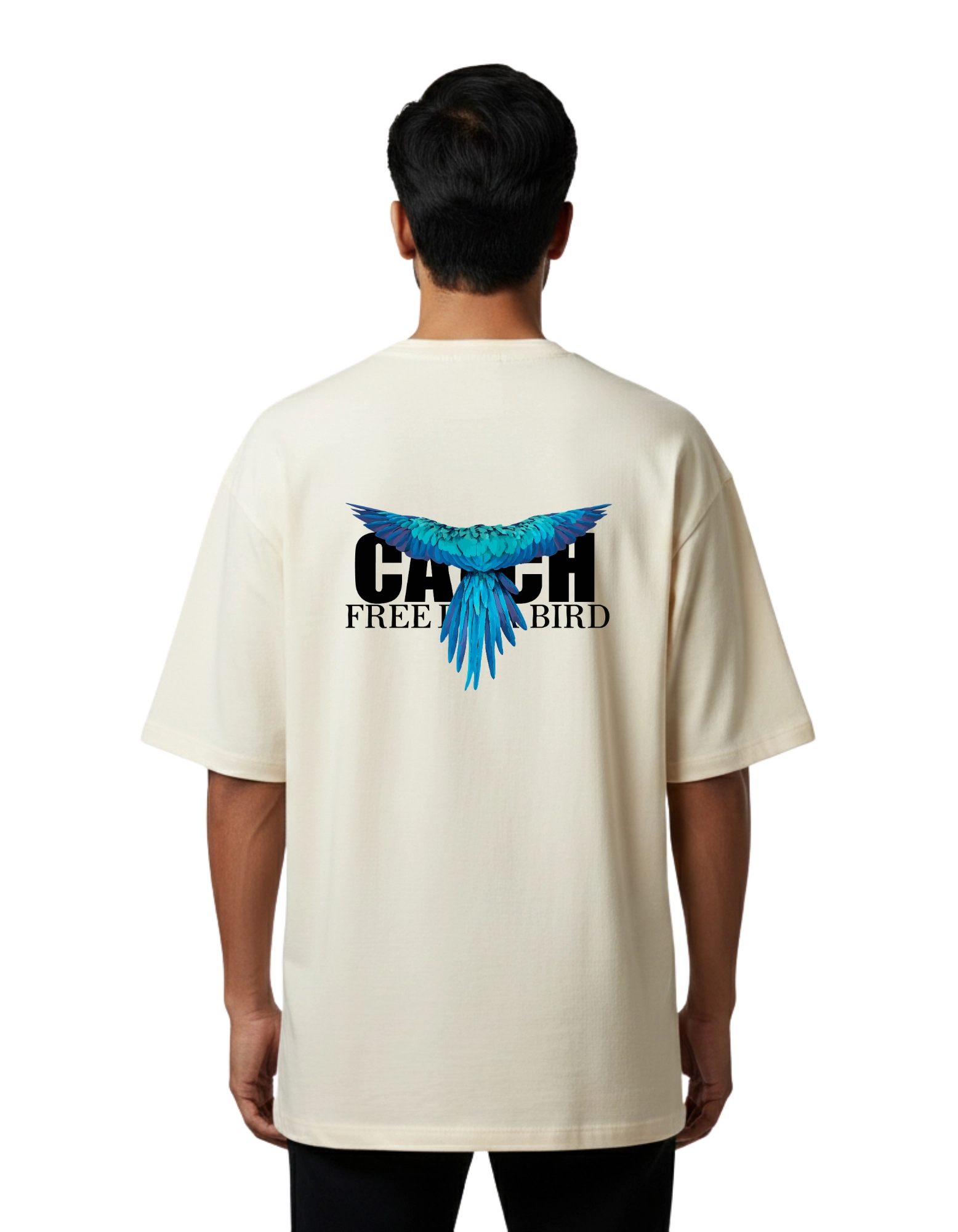 Catch Free Bird Oversized Cotton French Terry T-Shirt 240 GSM Beige