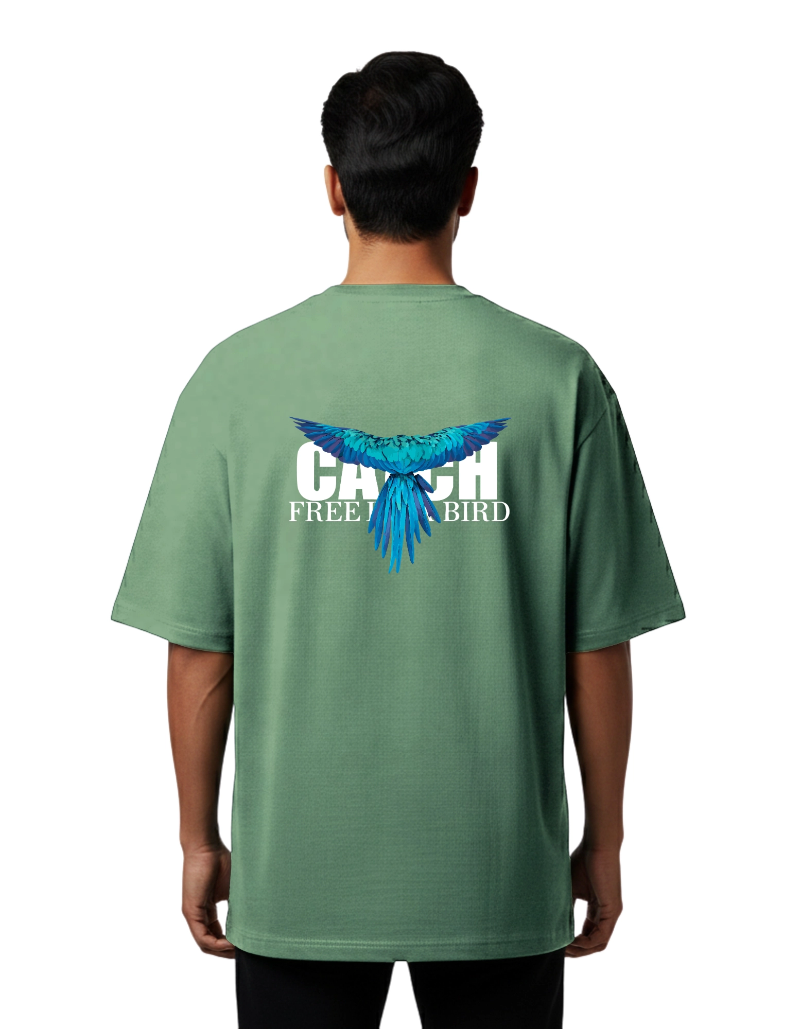 Catch Free Bird Oversized Cotton French Terry T-Shirt 240 GSM D Green