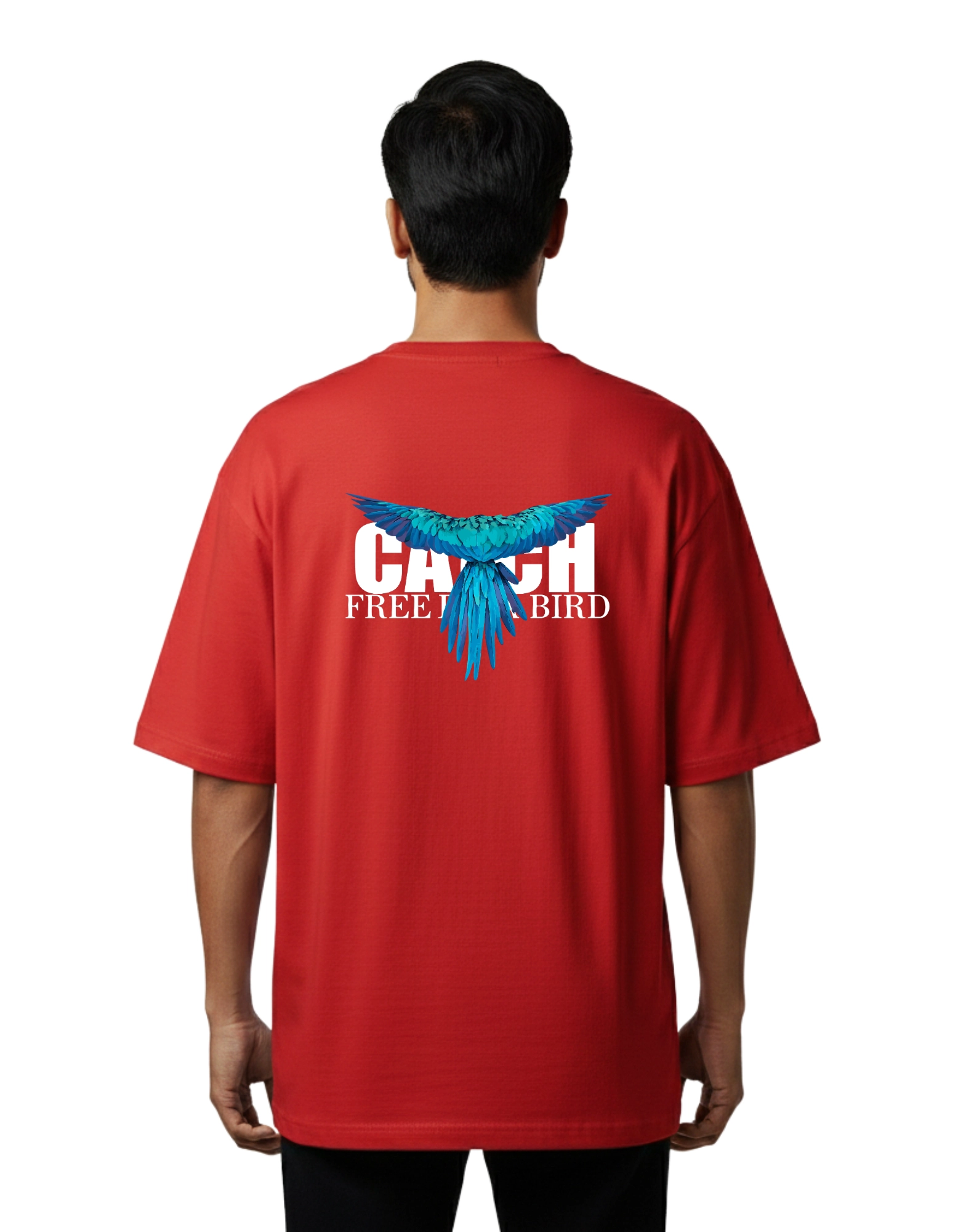 Catch Free Bird Oversized Cotton French Terry T-Shirt 240 GSM Red