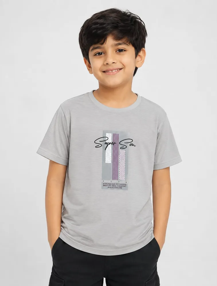 Cement Grey Kids Dad And Me Round Neck Premium Printed T Shirt
