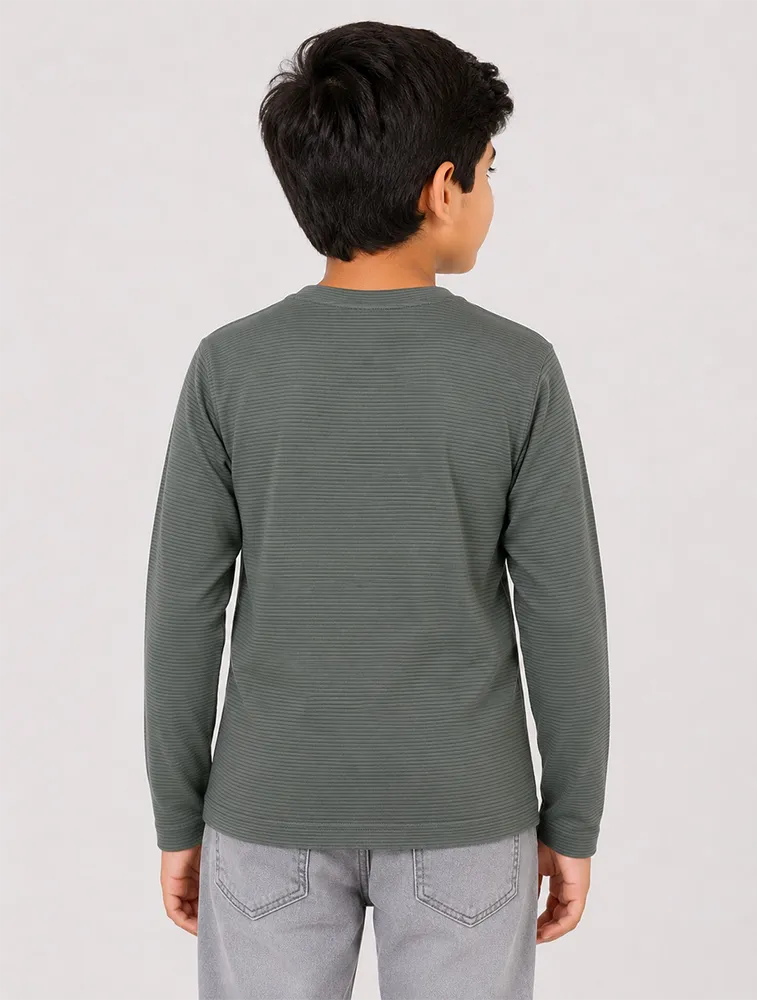 Cement Grey Kids Premium Solid Printed Round Full Sleeve T Shirt 