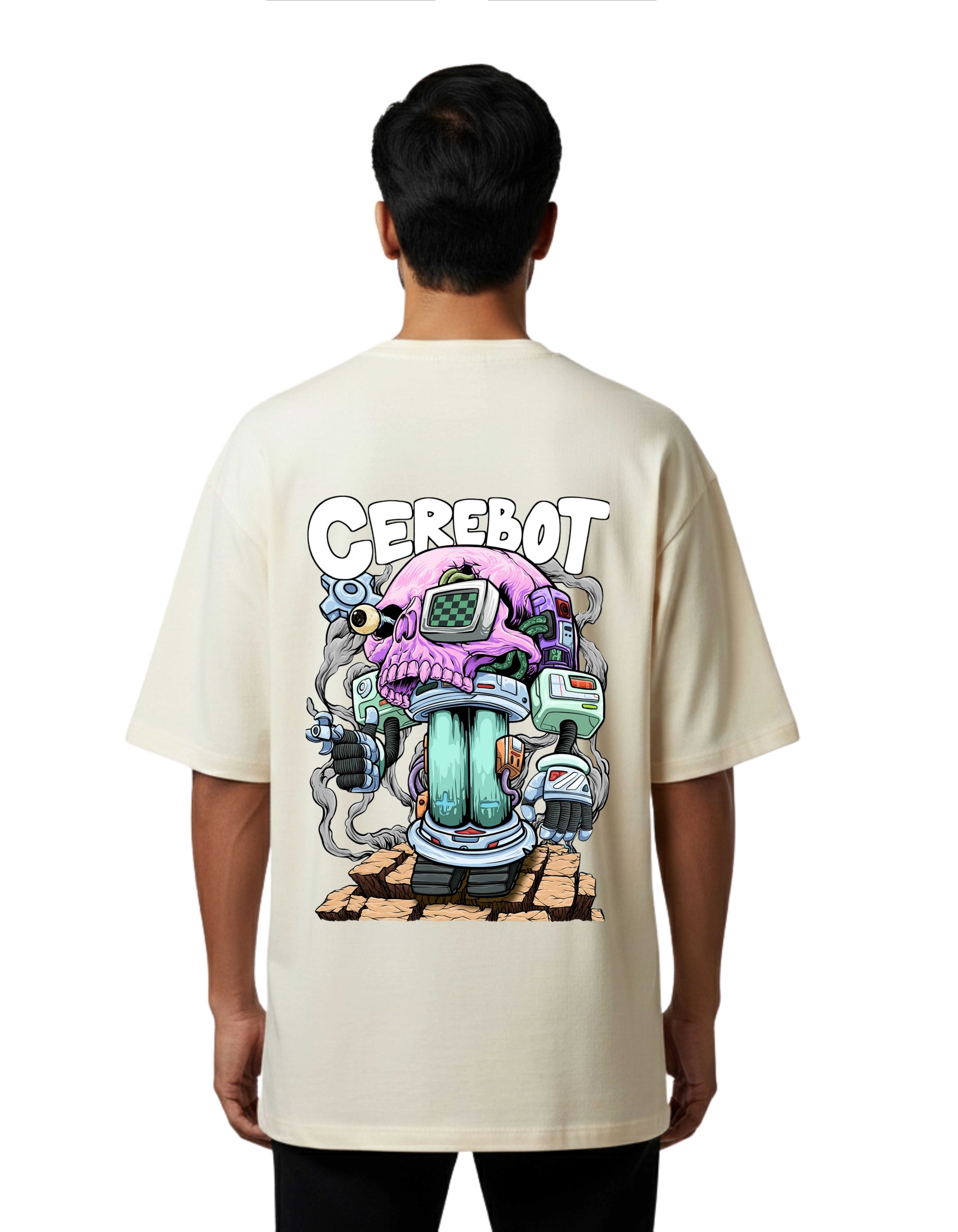 Cerebot Oversize Cotton French Terry T-Shirt 240 GSM Beige