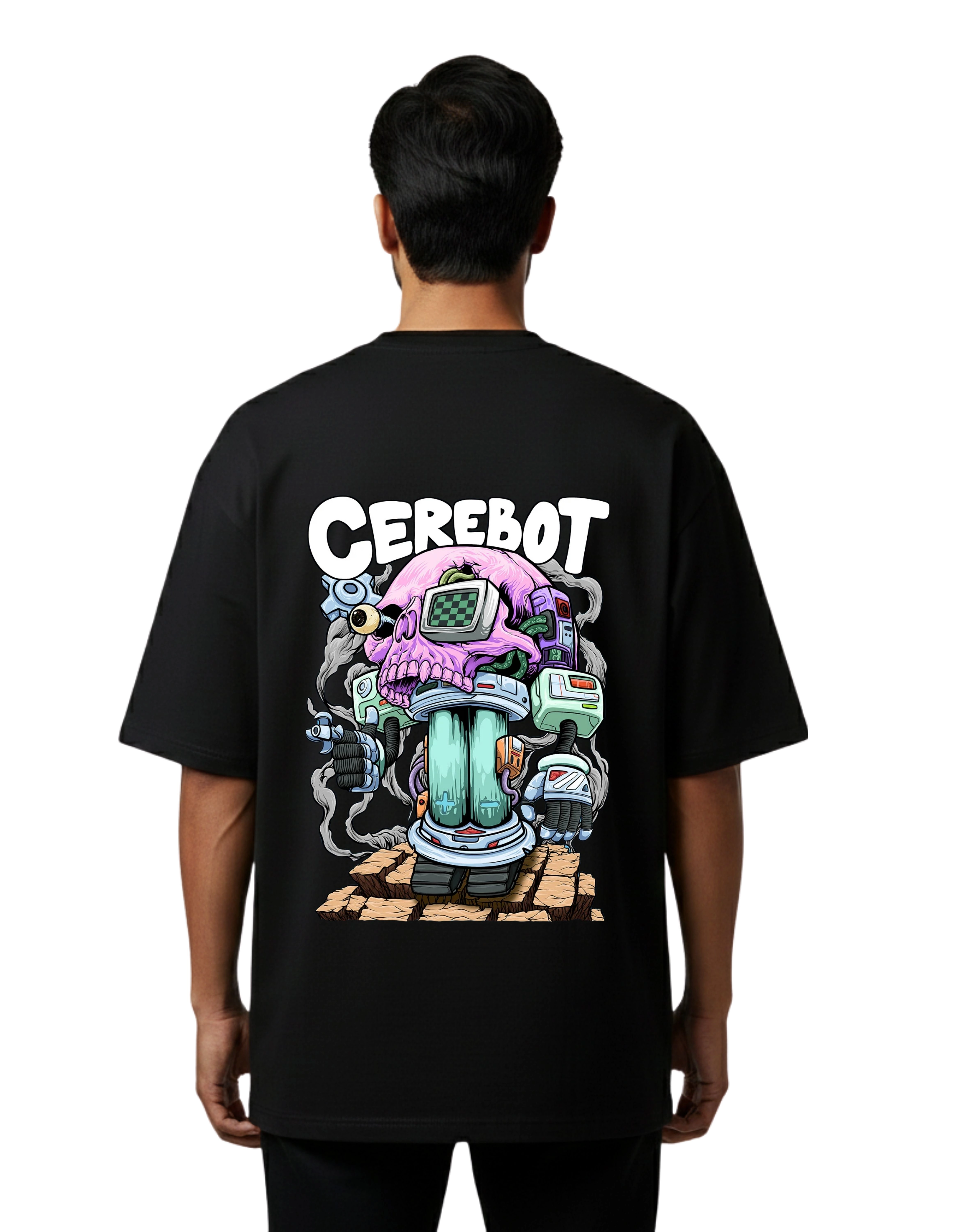 Cerebot Oversize Cotton French Terry T-Shirt 240 GSM Black